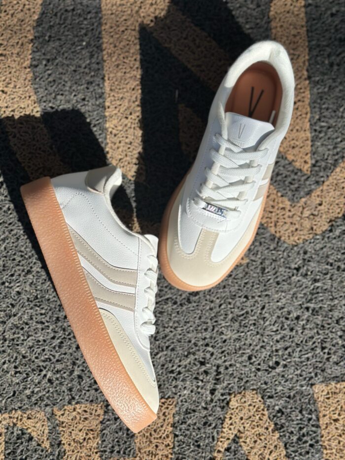 tênis vizzano casual flatform com cadarço feminino branco/nude tênis vizzano casual flatform com cadarço feminino branco/nude