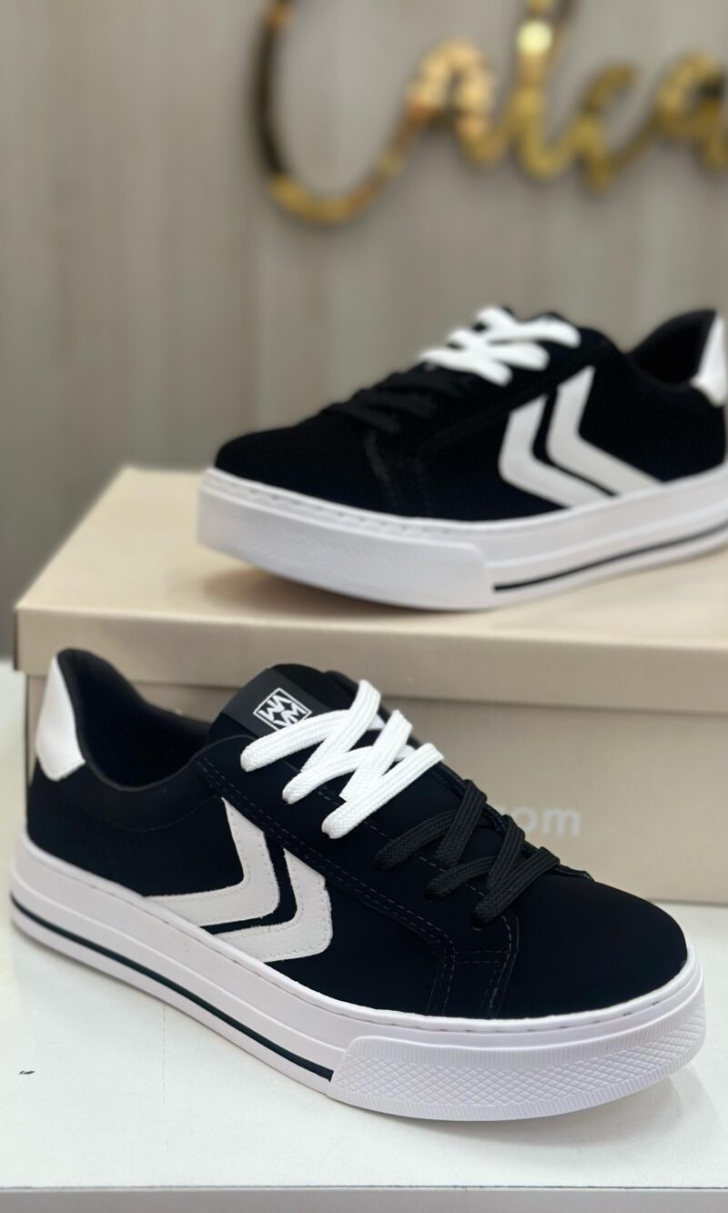 tênis via marte nobuck preto e branco