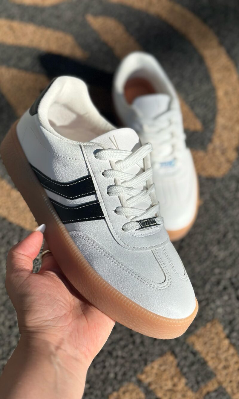 tênis vizzano casual flatform com cadarço feminino branco/preto