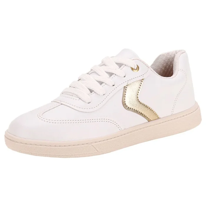 tênis feminino casual beira rio 4313103 branco/dourado tênis feminino casual beira rio 4313103 branco/dourado