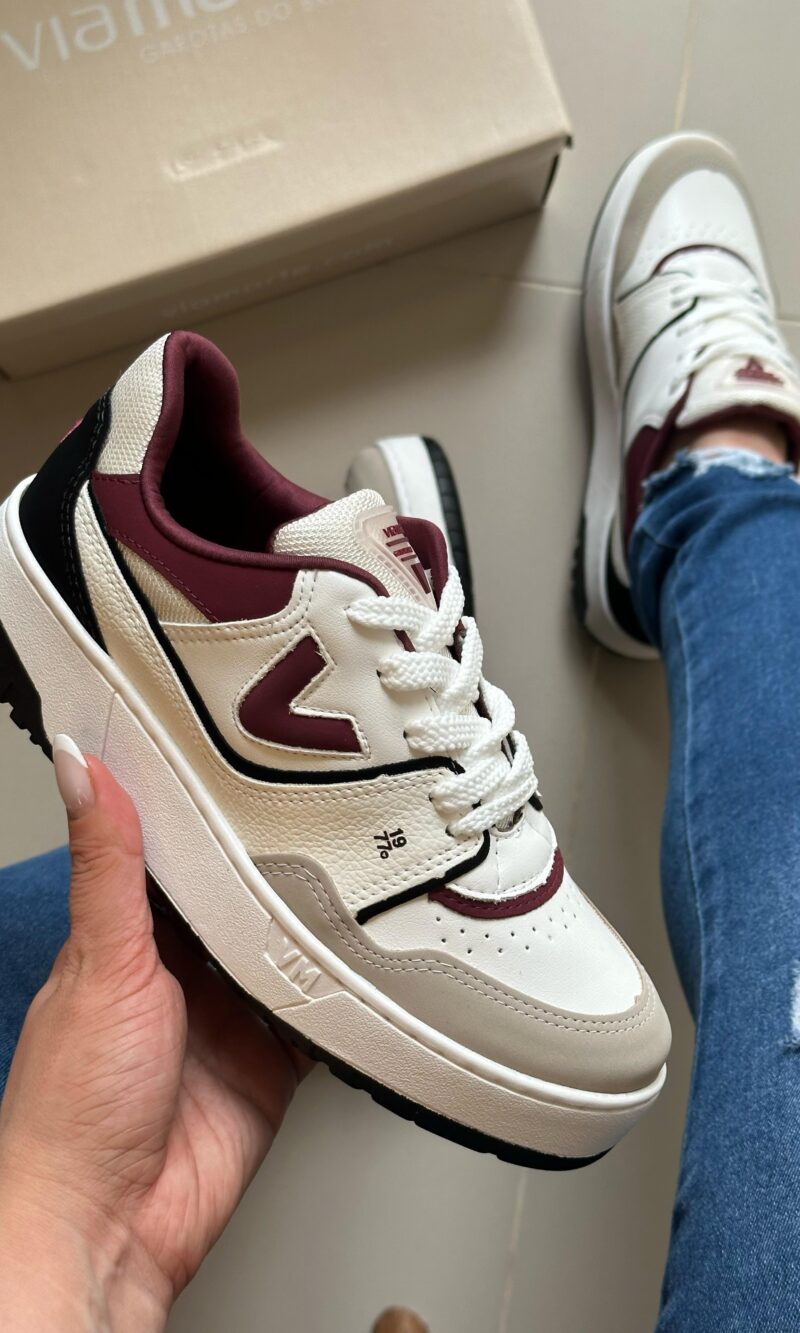 tênis casual bordo branco cinza preto