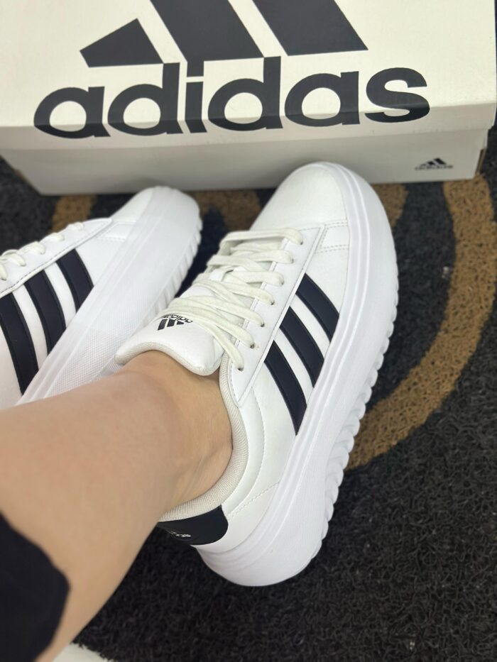 tênis adidas grand court platform feminino branco+preto tênis adidas grand court platform feminino branco+preto