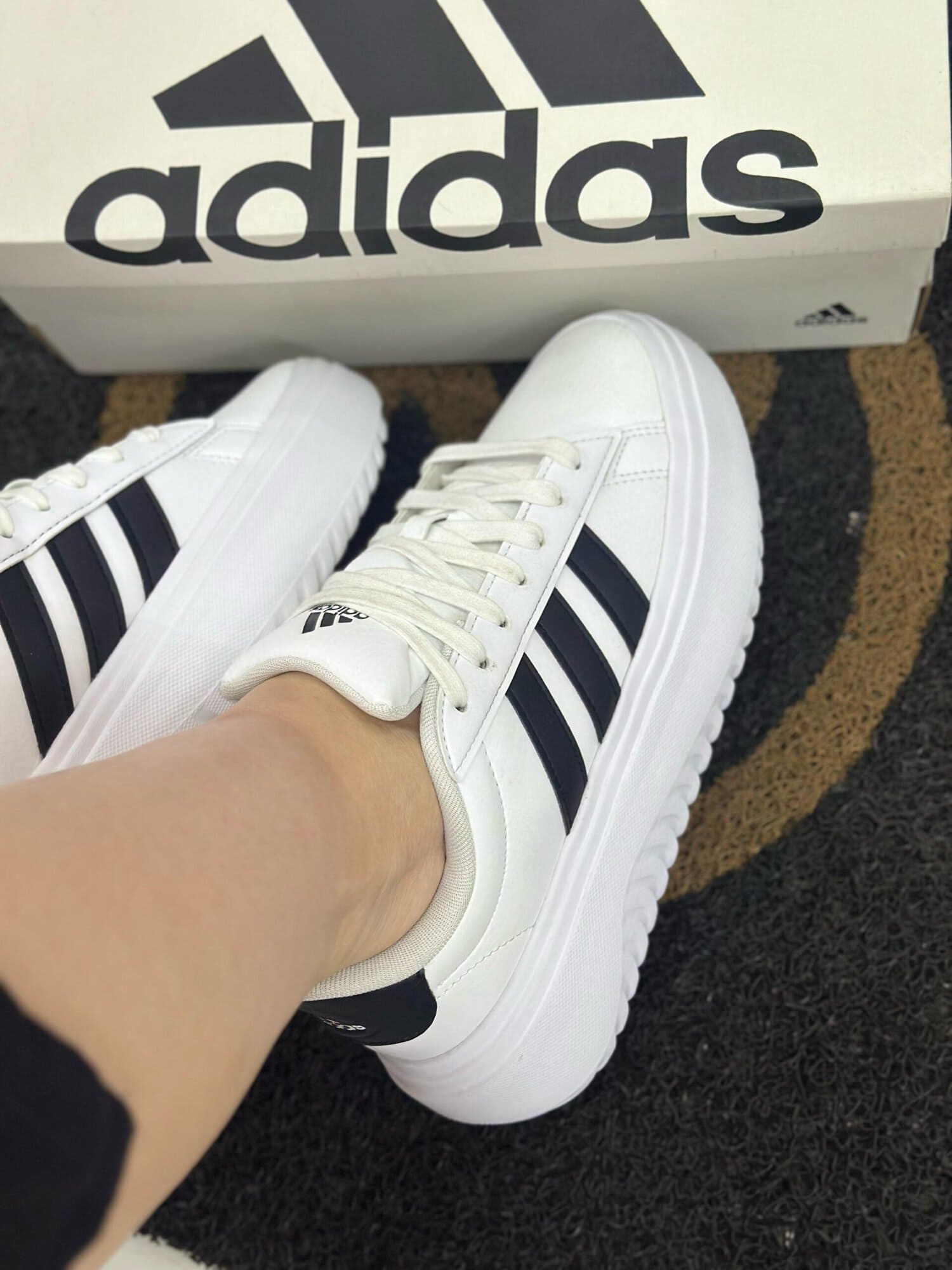 Tênis Adidas Grand Court Platform Feminino Branco+Preto