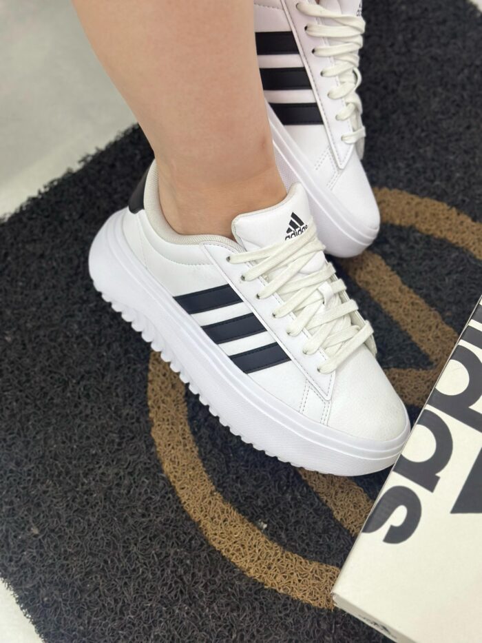 tênis adidas grand court platform feminino branco+preto tênis adidas grand court platform feminino branco+preto