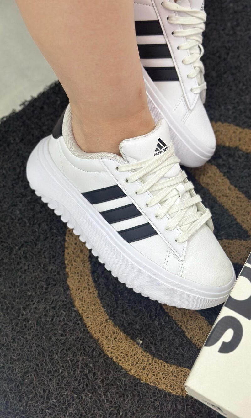 tênis adidas grand court platform feminino branco+preto