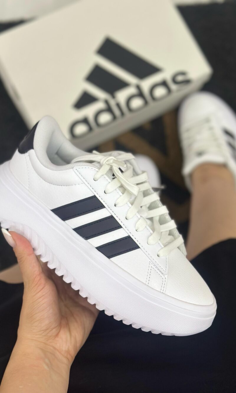 tênis adidas grand court platform feminino branco+preto