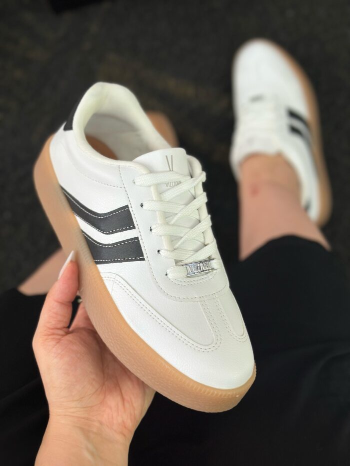 tênis vizzano casual flatform com cadarço feminino branco/preto tênis vizzano casual flatform com cadarço feminino branco/preto