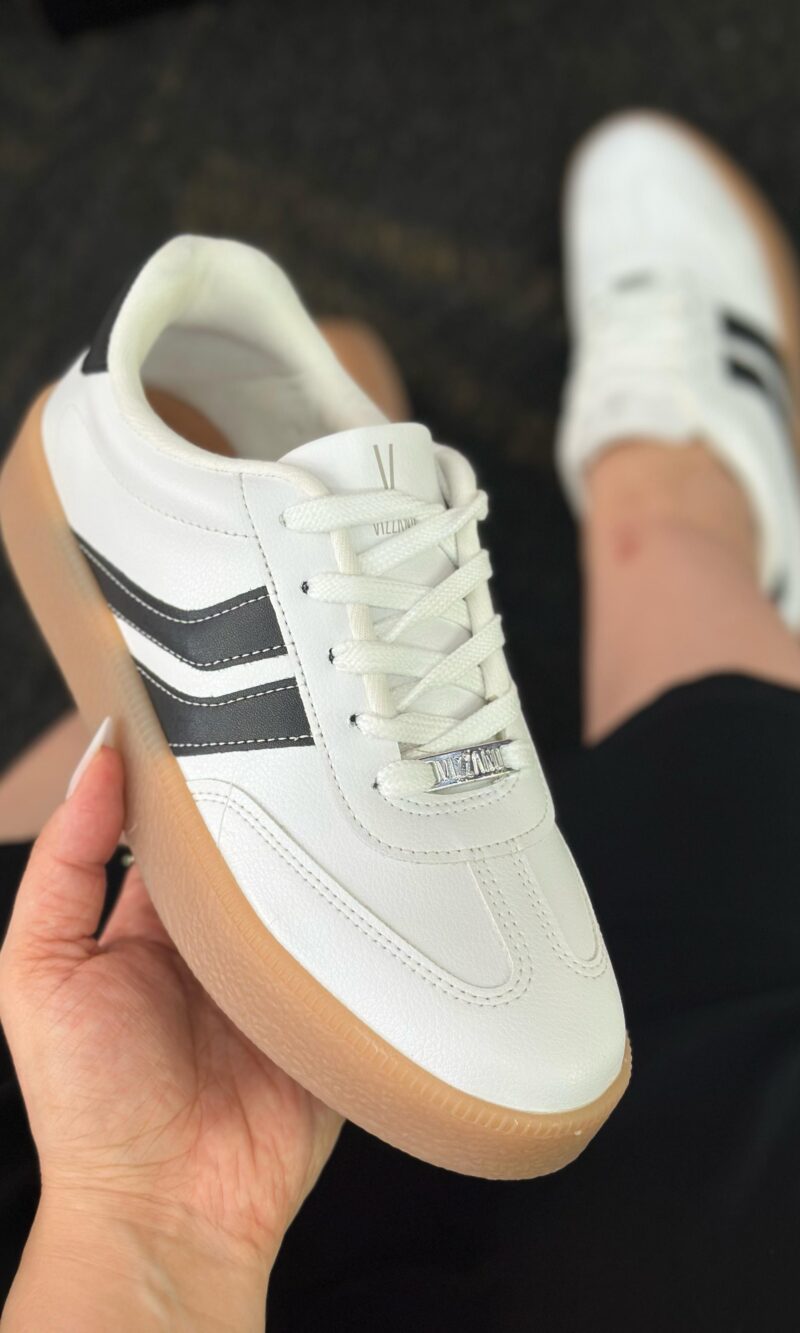 tênis vizzano casual flatform com cadarço feminino branco/preto