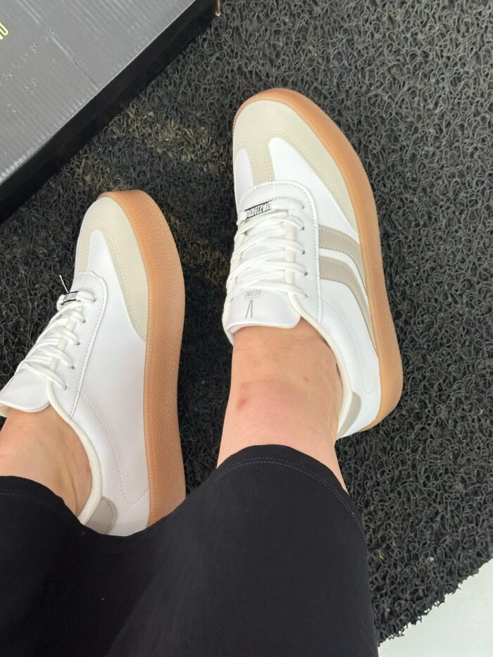 tênis vizzano casual flatform com cadarço feminino branco/nude tênis vizzano casual flatform com cadarço feminino branco/nude