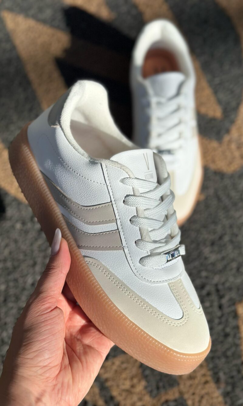 tênis vizzano casual flatform com cadarço feminino branco/nude tênis vizzano casual flatform com cadarço feminino branco/nude