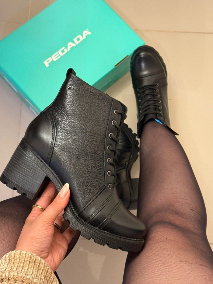 bota pegada feminina cadarço preta bota pegada feminina cadarço preta
