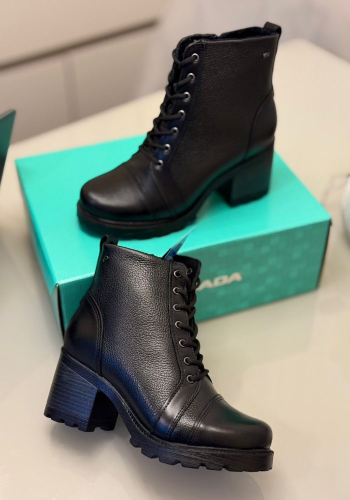 bota pegada feminina cadarço preta bota pegada feminina cadarço preta