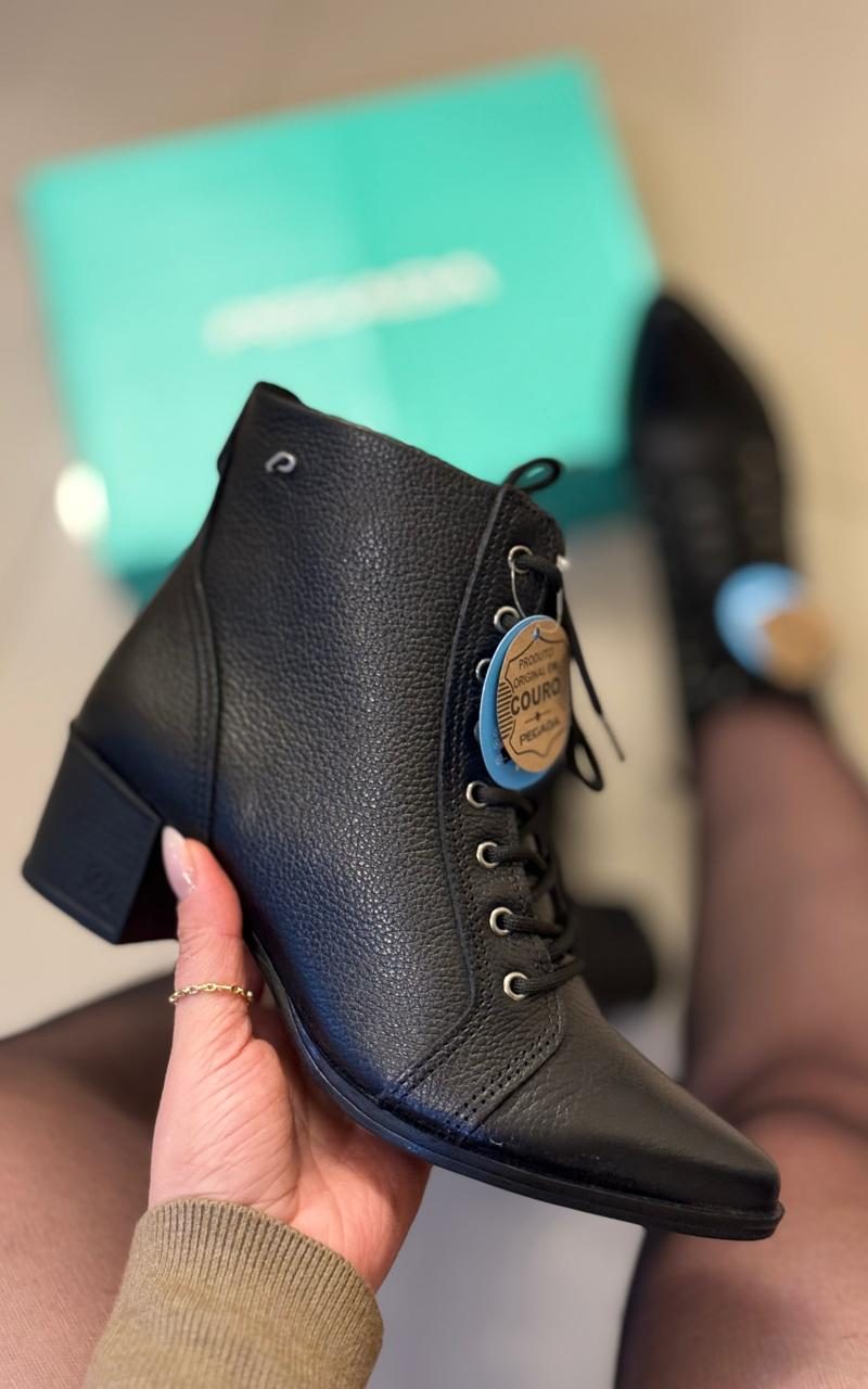 bota pegada verona bico fino couro 280503 preto preto