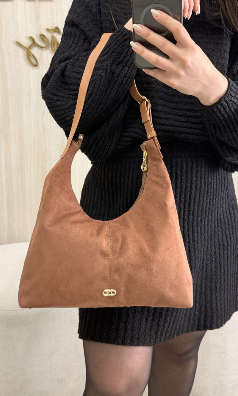 bolsa hobo beira rio camurça marrom