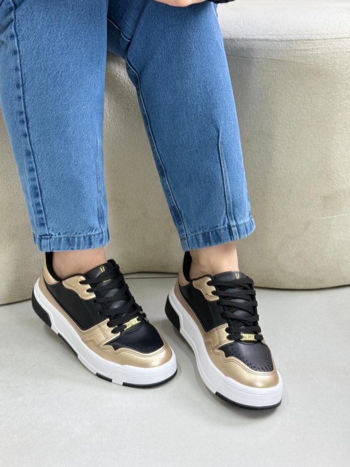 tênis vizzano preto com detalhes dourados feminino tênis vizzano preto com detalhes dourados feminino