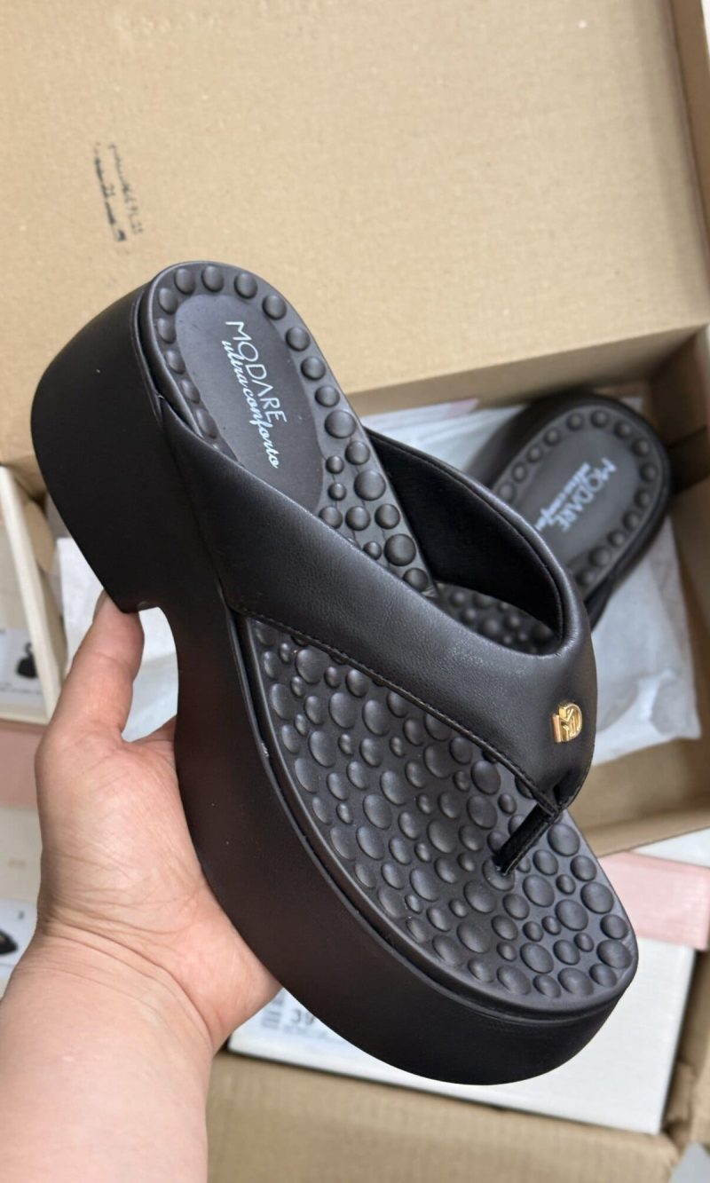 sandália anabela modare conforto preta