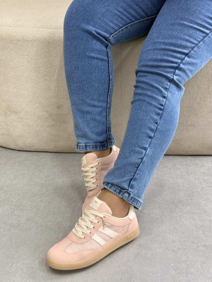 tênis via marte casual bege com tela tênis via marte casual bege com tela