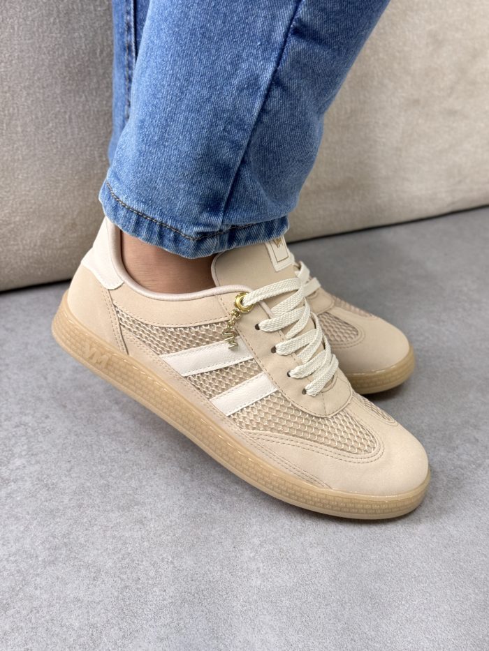 tênis via marte casual bege com tela tênis via marte casual bege com tela