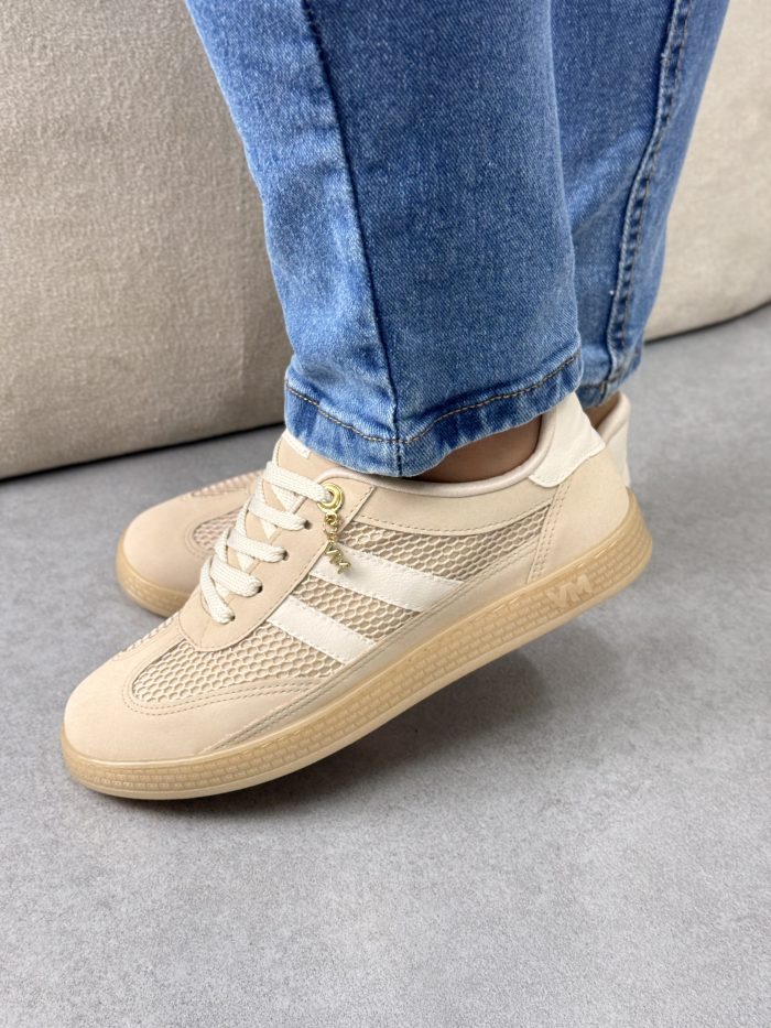 tênis via marte casual bege com tela tênis via marte casual bege com tela