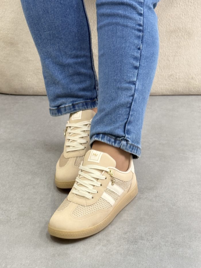 tênis via marte casual bege com tela