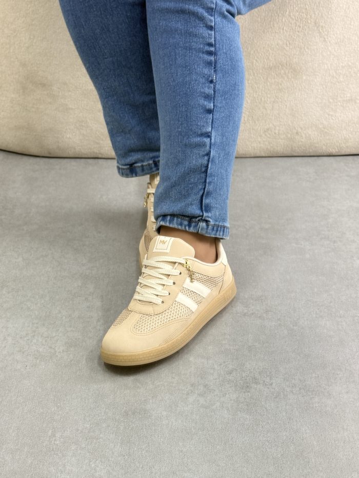 tênis via marte casual bege com tela tênis via marte casual bege com tela