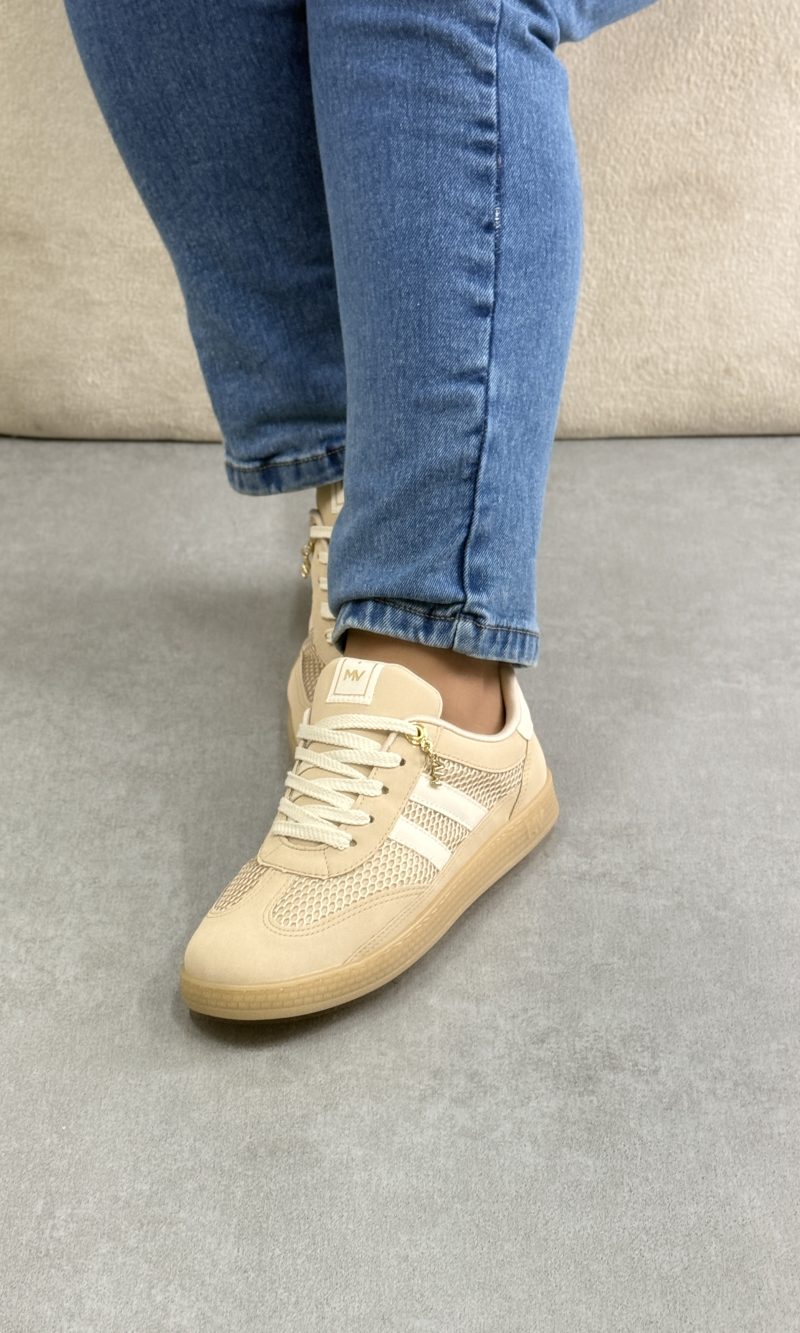 tênis via marte casual bege com tela tênis via marte casual bege com tela