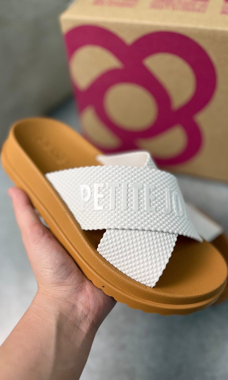 sandália slide plataforma feminina petite jolie caramelo