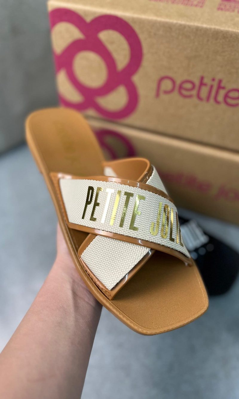 título: rasteira petite jolie x strap caramelo & palha