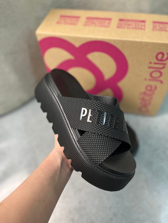 sandália slide plataforma feminina petite jolie caramelo