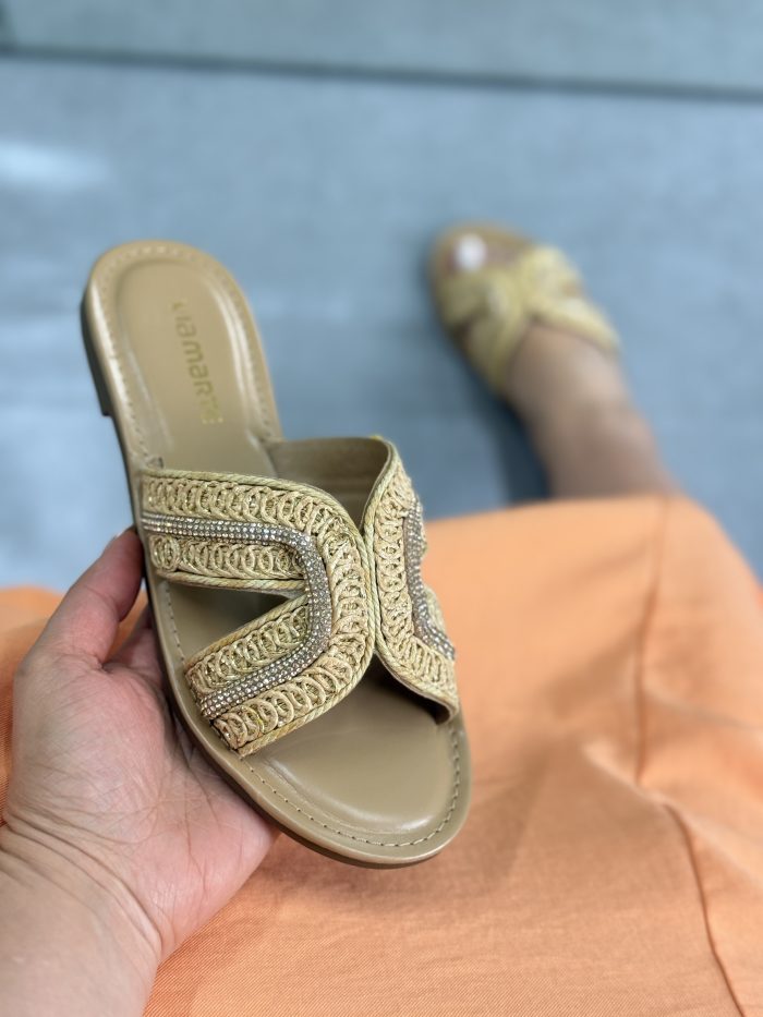 rasteirinha via marte bege tramada rasteirinha via marte bege tramada