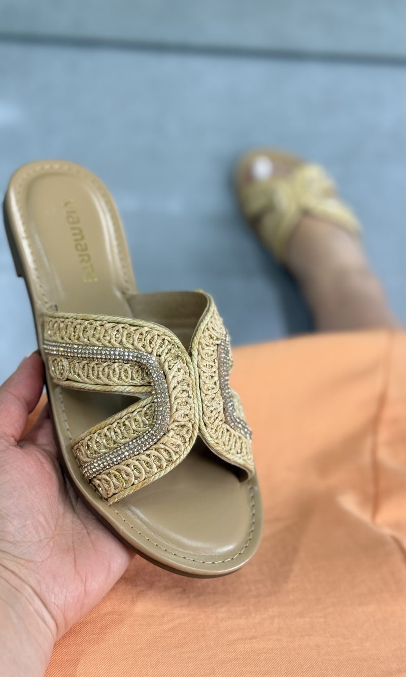 rasteirinha via marte bege tramada rasteirinha via marte bege tramada