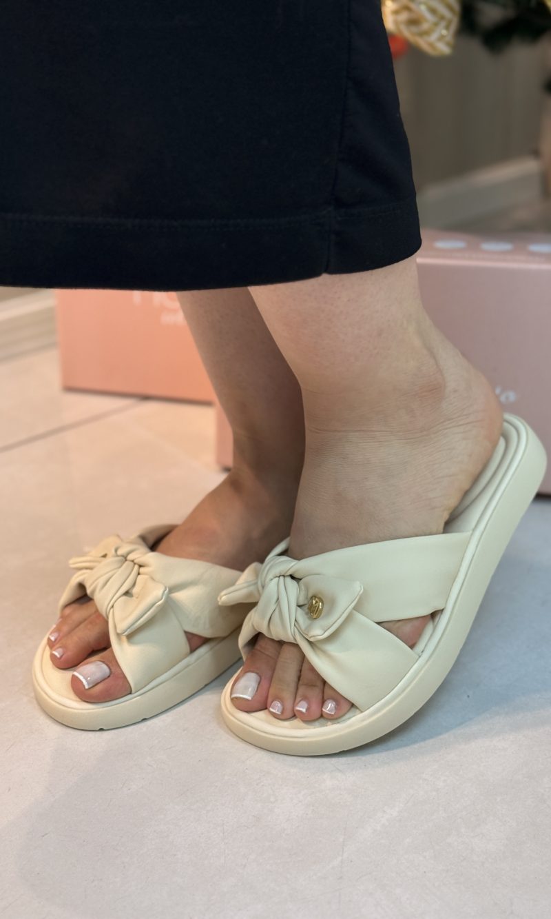 rasteira modare ultra conforto laço creme rasteira modare ultra conforto laço creme