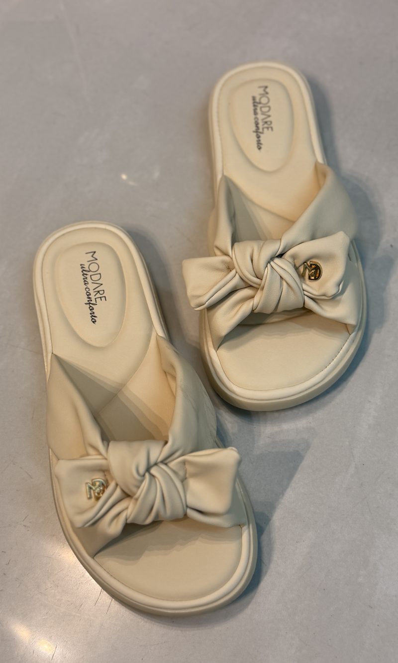 rasteira modare ultra conforto laço creme