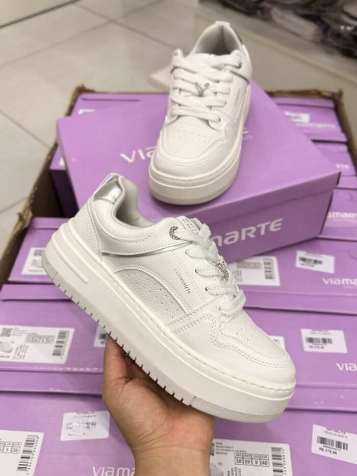 tênis casual via marte plataforma branco tênis casual via marte plataforma branco