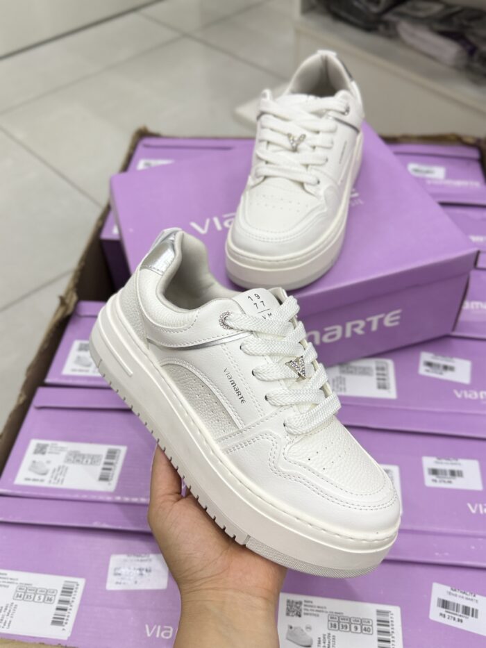 tênis casual via marte plataforma branco tênis casual via marte plataforma branco