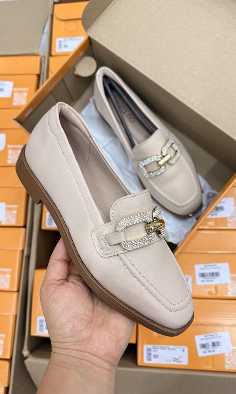 calçado mocassim beira rio bege