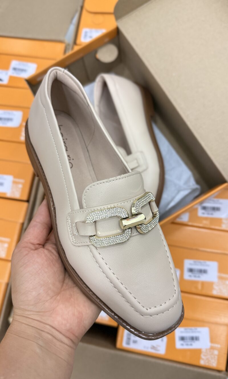 calçado mocassim beira rio bege