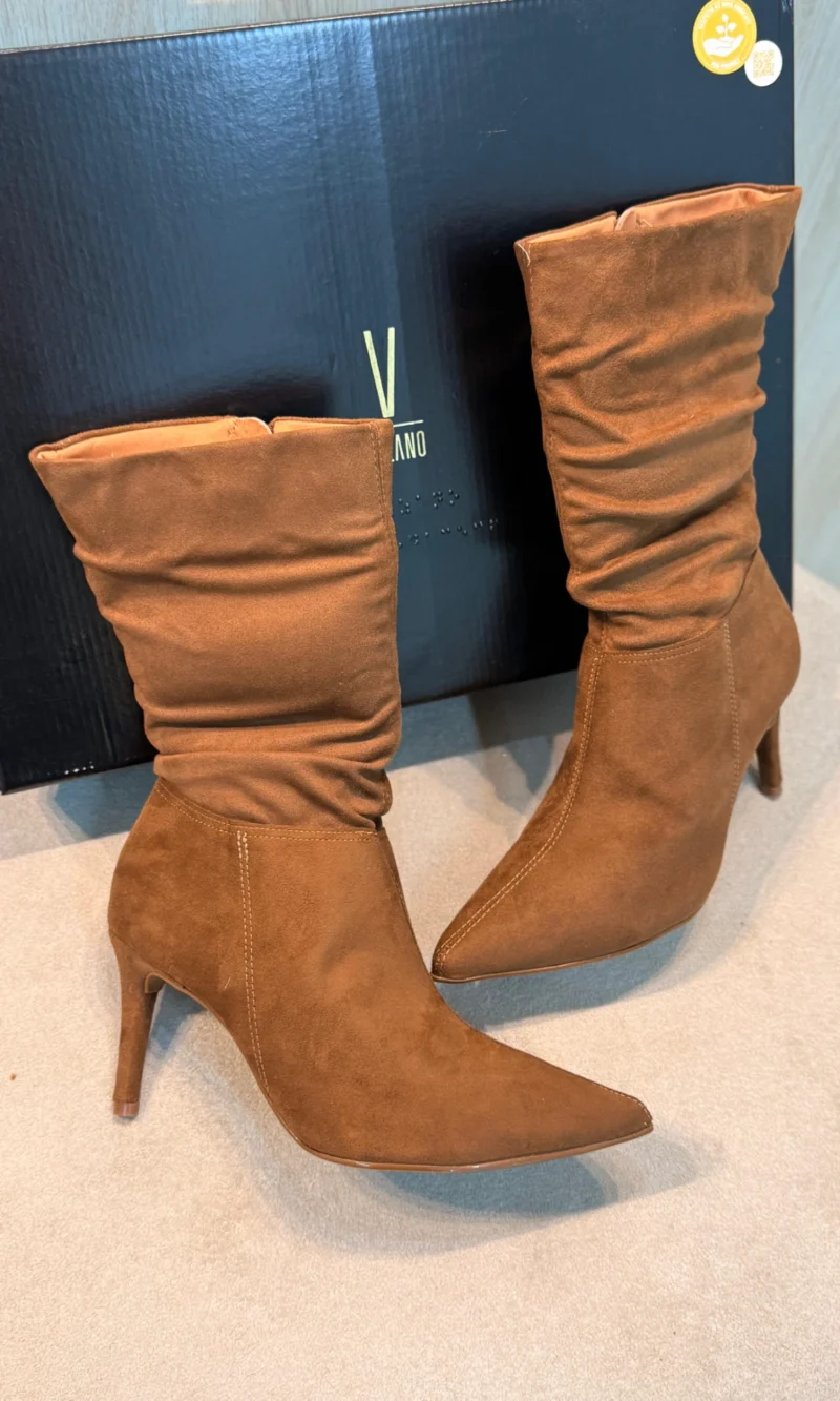 vizzano bota feminina preta cano médio salto fino