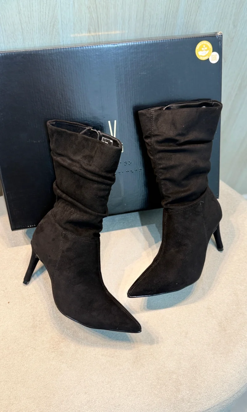 vizzano bota feminina preta cano médio salto fino