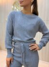 conjunto feminino modal canelado cinza