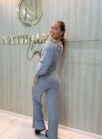 conjunto feminino modal canelado cinza