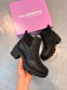 bota coturno via marte preta tratorada feminina