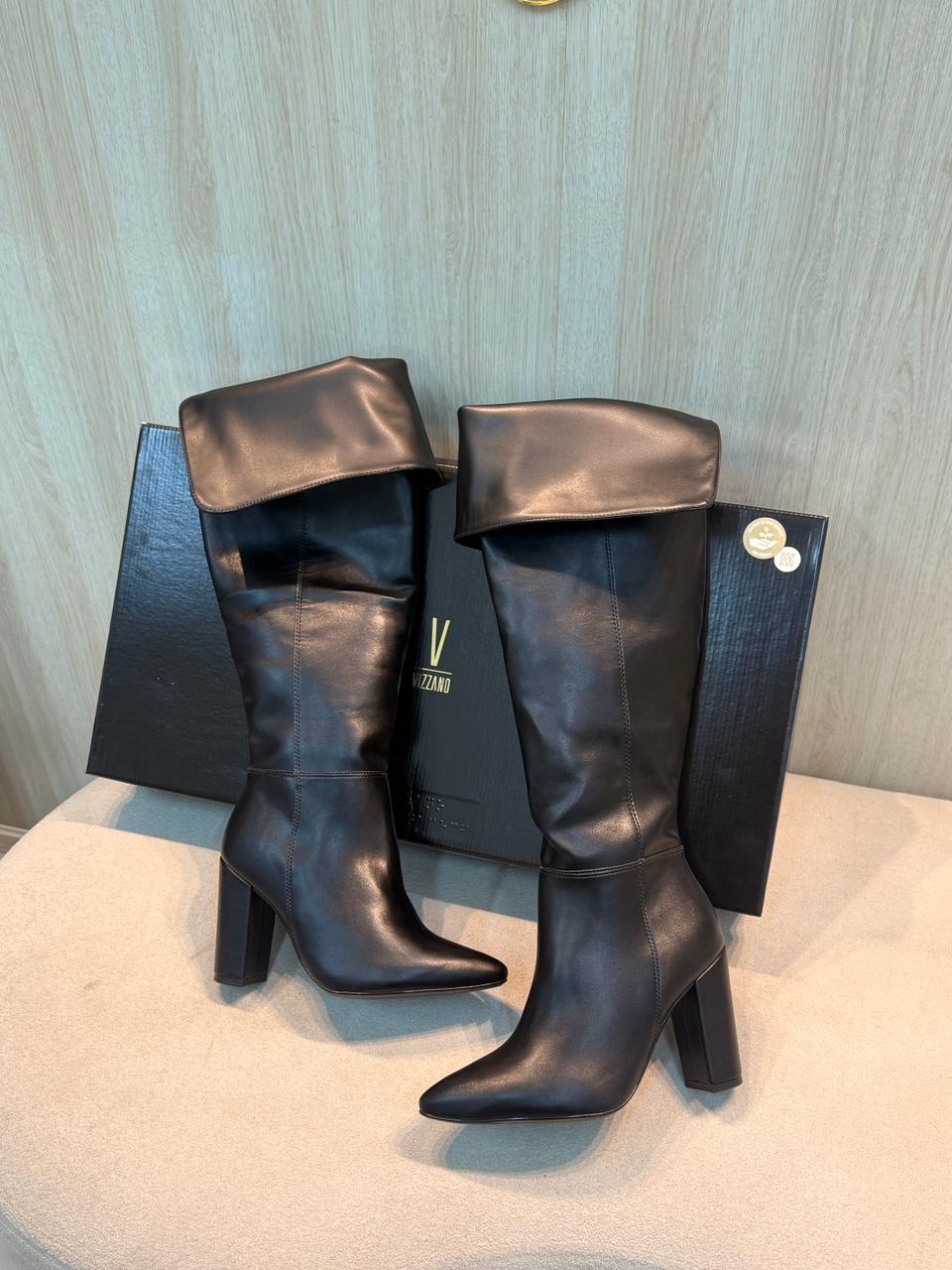 bota over the knee vizzano salto alto preta