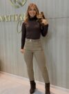 calça térmica feminina cáqui super conforto com cinto