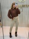 calça térmica feminina cáqui super conforto com cinto