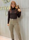 calça térmica feminina cáqui super conforto com cinto