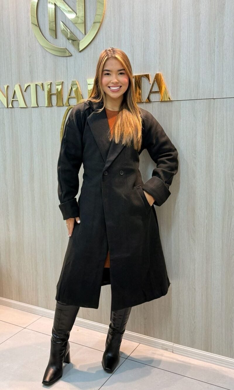 sobretudo feminino alongado caramelo elegance