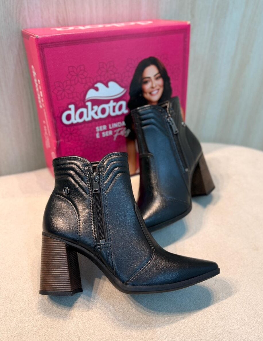 bota pegada feminina preta cano curto conforto premium