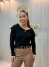 blusa modal gola ampla com zíper bordô