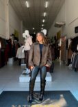 jaqueta feminina biker oversized suede café premium